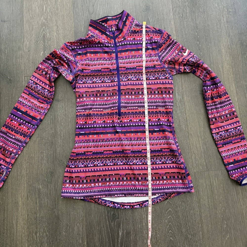Nike Pro Dri Fit Running Shirt Half Zip Aztec Long Sleeve Womens S Athleisure - Picture 7 of 9